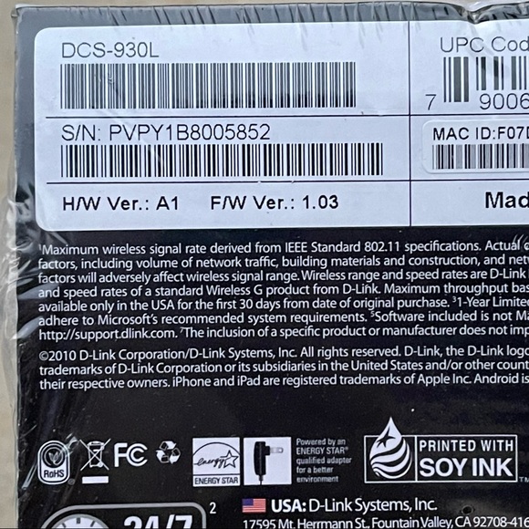 NEW! D-LINK WIRELESS N NETWORK CAMERA DCS-930L WITH REMOTE VIEWING SURVEILLANCE - Picture 10 of 13